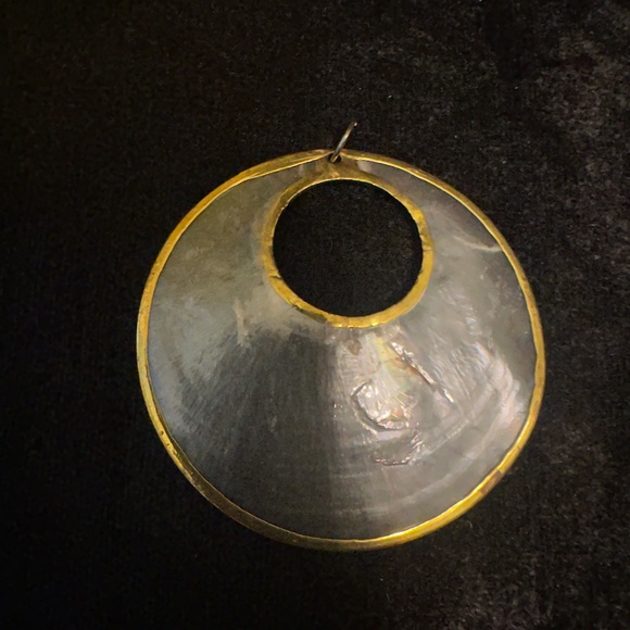 Capiz Shell Pendant with Gold Plated Overlay - Picture 2 of 3